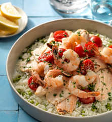 Tris di riso, pesce e verdure