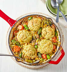 Vegetable Pot Pie with Parmesan Drop Biscuits