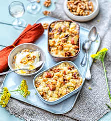 Gratin rhubarbe et noix