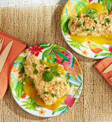 Macadamia Halibut with Mango Sauce