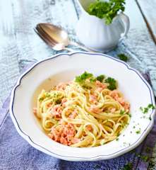 Linguine mit Lachs und Wodkasauce