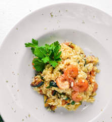 Risotto de gambones y calabacín