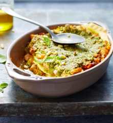 Lasagne aux deux saumons en croûte de pistou