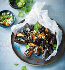 Papillotes de moules gingembre et coco