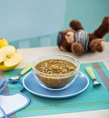 Lentejas con arroz y manzana