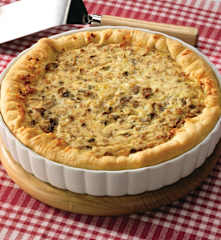 Quiche ai funghi e salsiccia aromatizzata all'olio tartufato