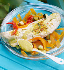 Filet de bar sauce aux courgettes