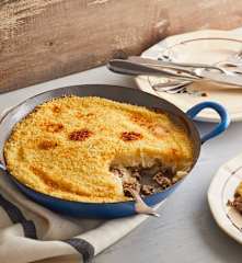 Parmentier de restes de gigot d'agneau aux panais et céleri