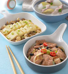 冬瓜肉片湯、鮮菇豆腐&豉椒梅花肉