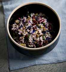 Risoto com feijão e couves