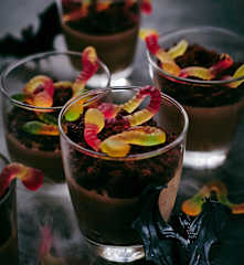 Jelly Earthworms in Chocolate Soil