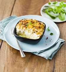 Parmentier de poisson au chèvre et persillade