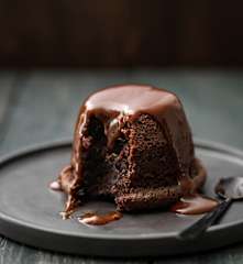Chocolate, Rum and Espresso Pudding with Chocolate Caramel Sauce