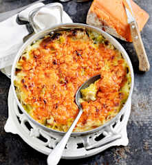 Gratin de lieu et de poireaux au cheddar