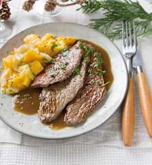 Escalopines con salsa de mango