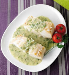 Lombos de bacalhau com molho verde