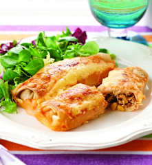 Crepes de frango com milho