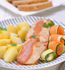 Krůtí sekaná s chorizem a bramborami