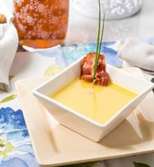 Crema de calabaza con queso de cabra