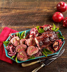 Pomegranate Glazed Stuffed Beef Tenderloin