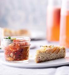 Menù: Quiche Brie e pere; cocktail di gamberi e punch (Bimby Friend)