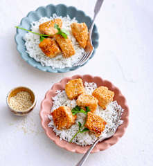 Bouchées de saumon au sésame et riz basmati