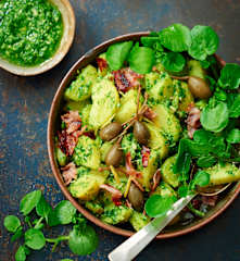 Salade de pommes de terre, pesto de cresson