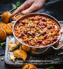 Chili de bœuf et muffins de maïs
