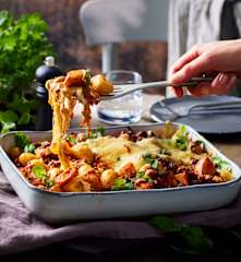 Gnocchi-Kürbis-Auflauf mit Hackfleischsauce