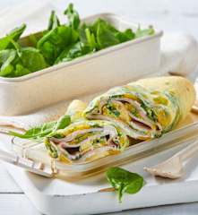 Telur Gulung Ham dan Bayam