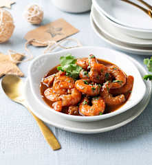 Langostinos con salsa de ostras