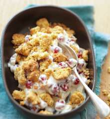 Menu veggie - Crumble de pistaches aux groseilles