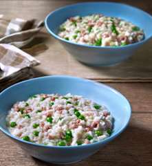 Risotto con salsiccia e piselli