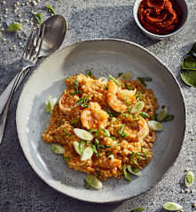 Graupen-Risotto mit Garnelen
