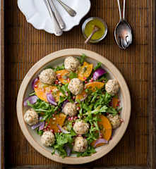 Spiced labne with pumpkin and rocket salad