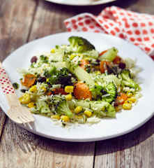 Reissalat mit buntem Gemüse