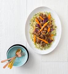 Harissa lamb with green couscous