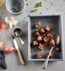 Browned Beef Cubes (Well Done)