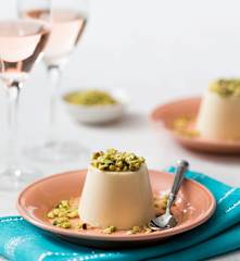 Moscato panna cotta with pistachios