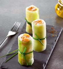 Janvier - Roulés de poireau au risotto de saumon