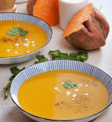 Crema de batatas con leche de coco