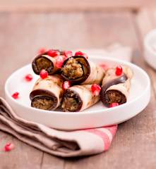 Roladki z bakłażana z pastą orzechową