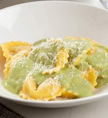Ravioli with zucchini sauce