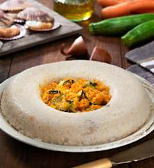 Corona di riso capesante e verdure