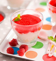 Ryż na mleku z musem malinowym