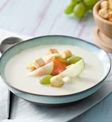 Mazamorra cordobesa con salmón ahumado