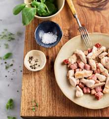 Sautéed Bacon with Chicken Strips