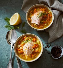 Möhren-Fenchel-Eintopf mit Lachs