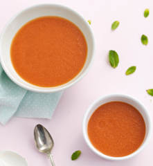 Sopa de abóbora e hortelã