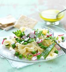 Salade de pâtes aux petits pois, pesto citron